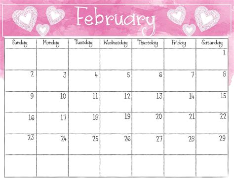 Free Printable February Calendar